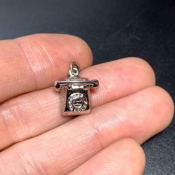 VTG Solid Sterling Silver 925 Fine Rotary Telephone Traditional Dangle Charm - Picture 5 of 11